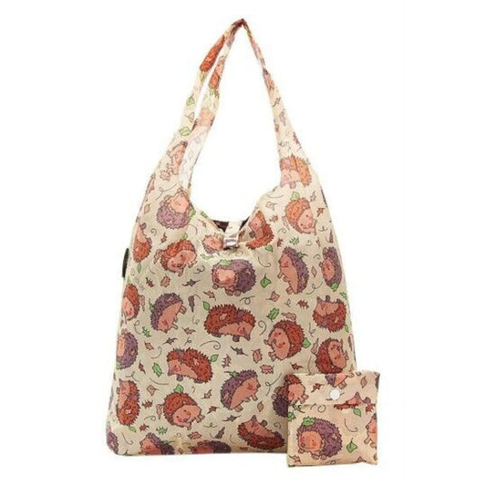 Eco Chic Lightweight Foldable Reusable Shopping Bag Hedgehog