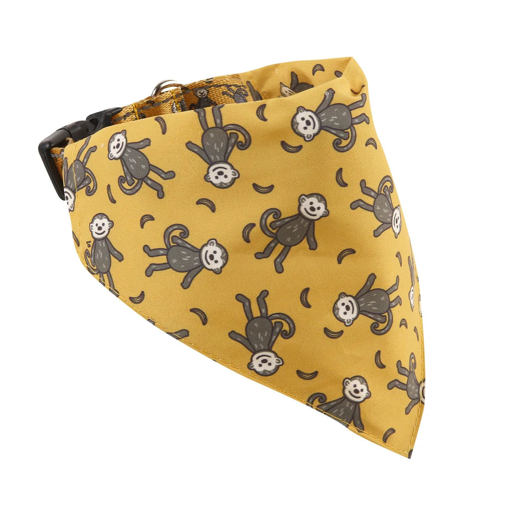 Eco Chic Mustard Monkeys Dog Bandana