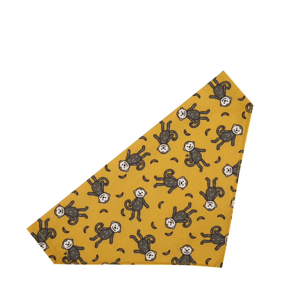 Eco Chic Mustard Monkeys Dog Bandana