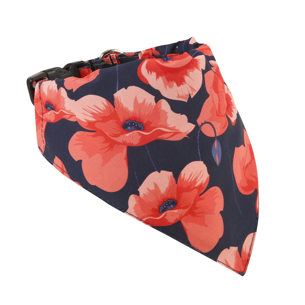 Eco Chic Navy Poppies Dog Bandana