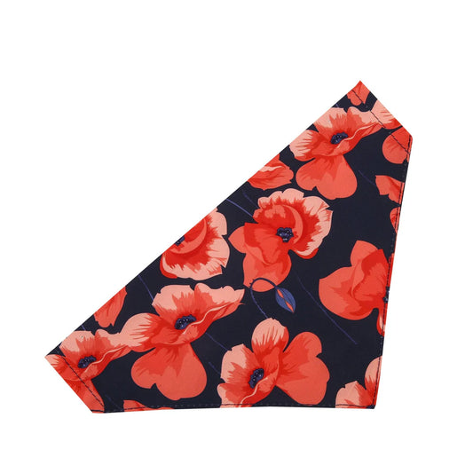 Eco Chic Navy Poppies Dog Bandana