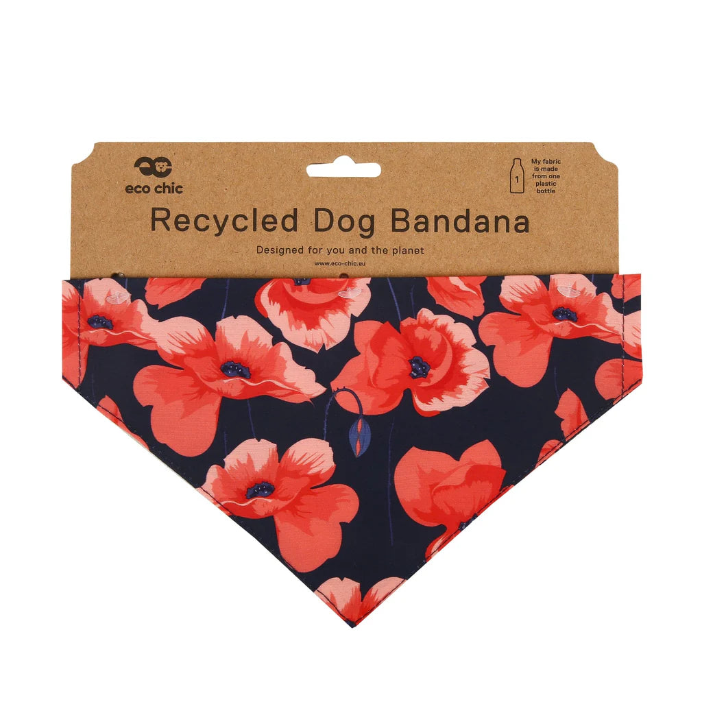 Eco Chic Navy Poppies Dog Bandana