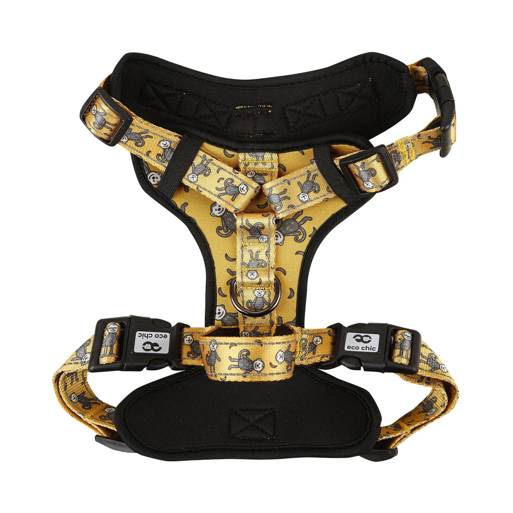 Eco Chic Mustard Monkeys Dog Harness