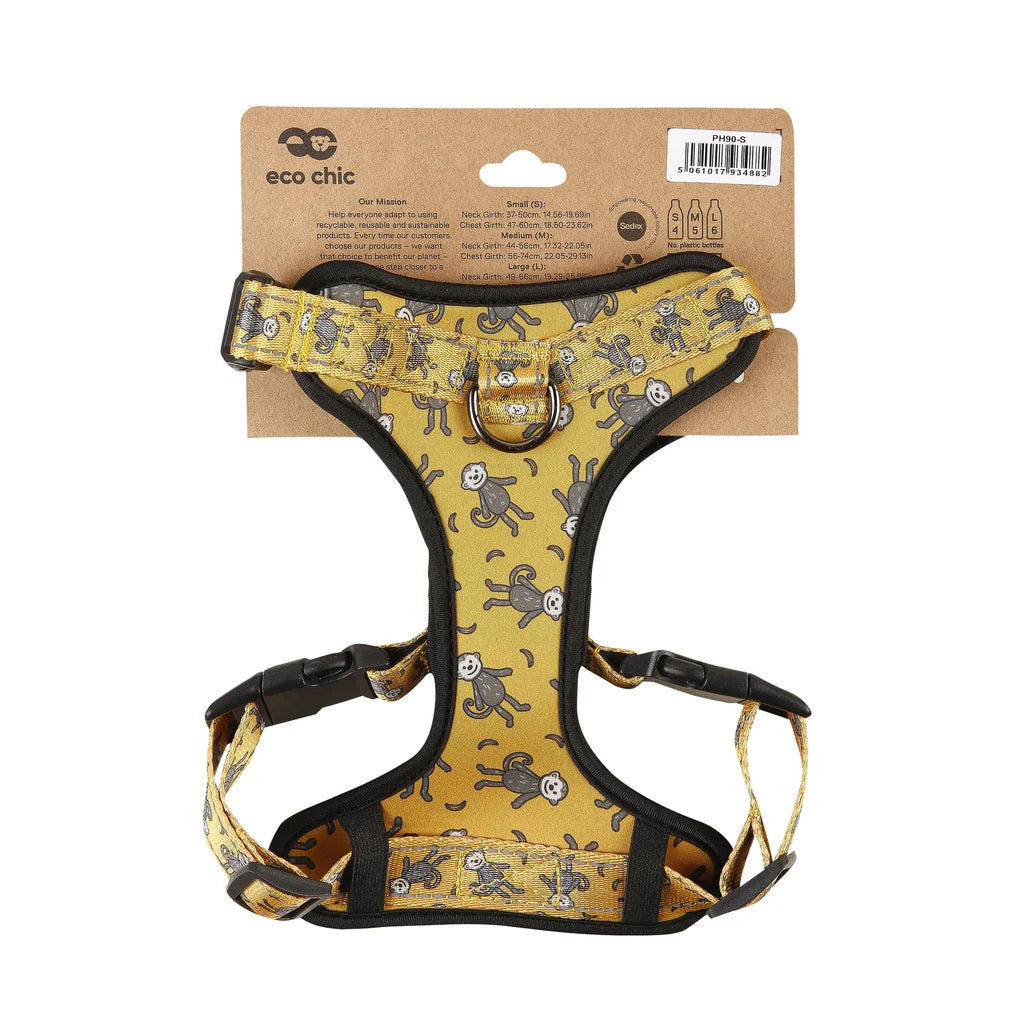 Eco Chic Mustard Monkeys Dog Harness