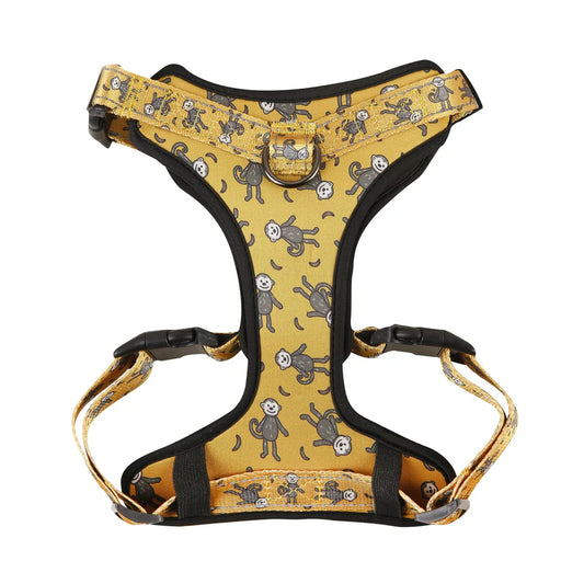 Eco Chic Mustard Monkeys Dog Harness