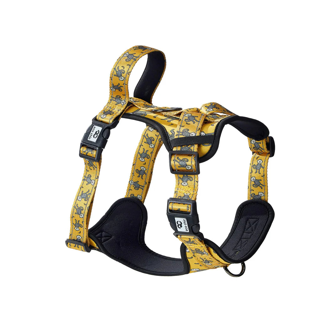 Eco Chic Mustard Monkeys Dog Harness