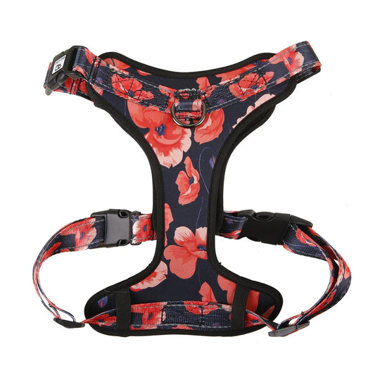 Eco Chic Navy Poppies Dog Harness