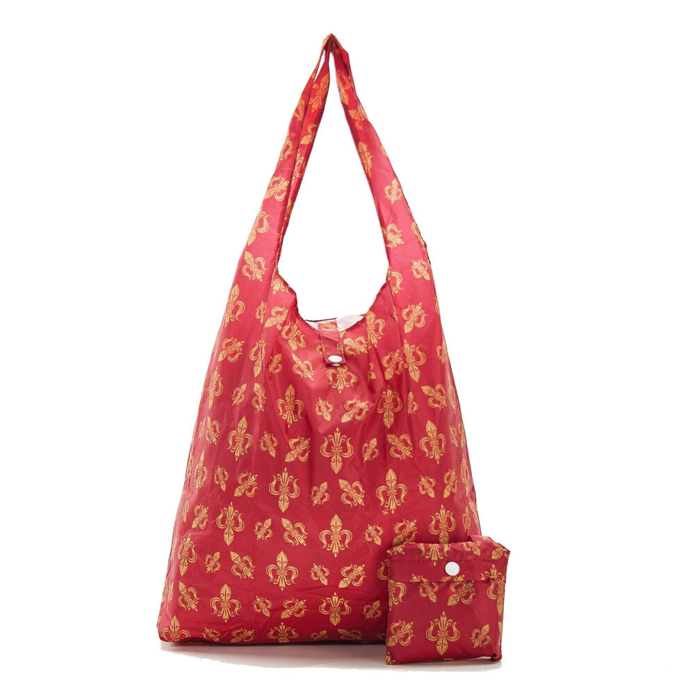 Eco Chic Lightweight Foldable Reusable Shopping Bag Fleur de Lys