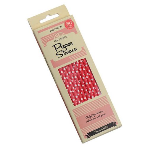 Eddingtons Red & White Polka Dot Paper Straws