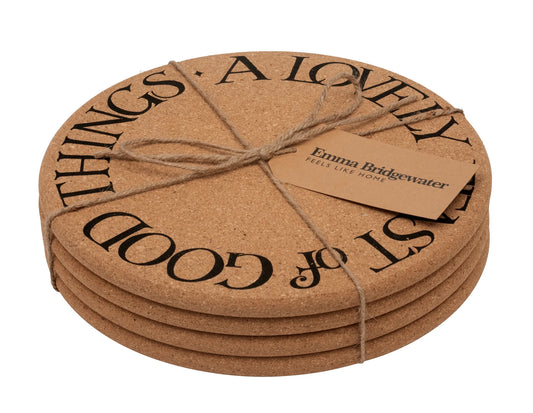 Emma Bridgewater Black Toast Lovely Feast Set of 4 Cork Place Mats