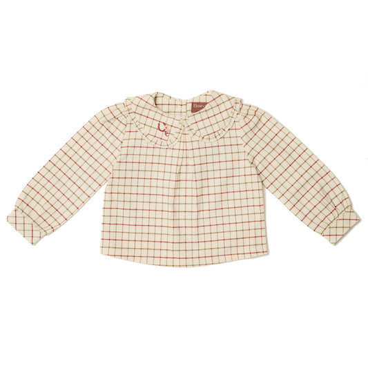 Eleanor Charles The Check Embroidered Blouse
