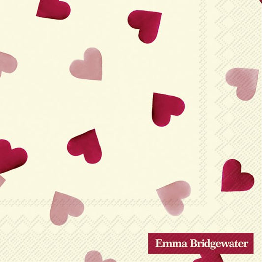 Emma Bridgewater Pink Hearts Cream Cocktail Napkins