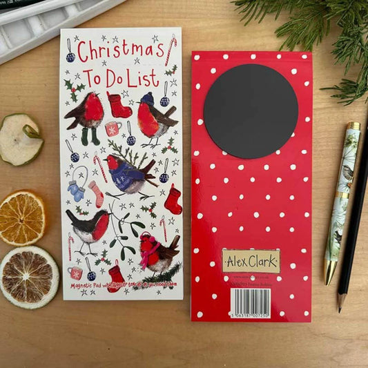 Alex Clark Festive Robins Notes Magnetic To Do List