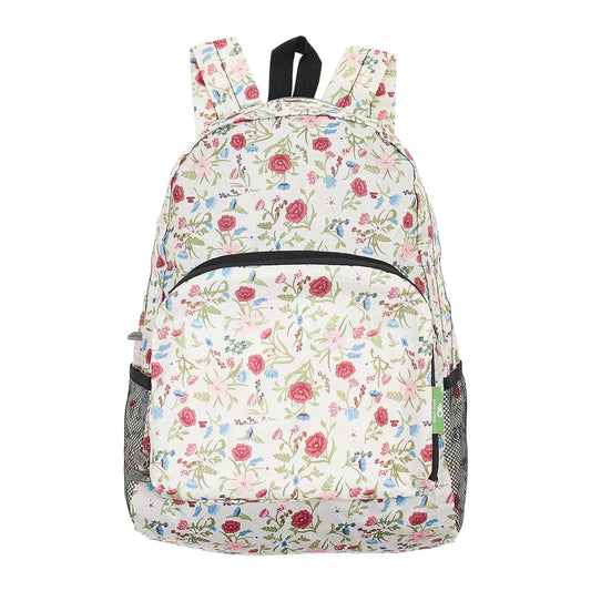 Eco Chic Lightweight Foldable Backpack Beige Floral