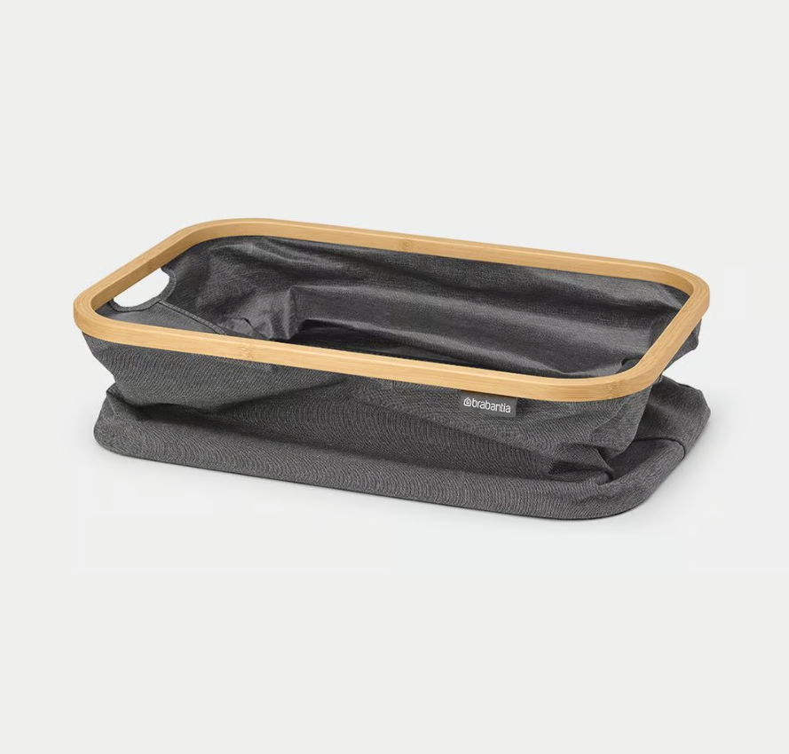 Brabantia Pepper Black Foldable Laundry Basket with Bamboo Frame 40L