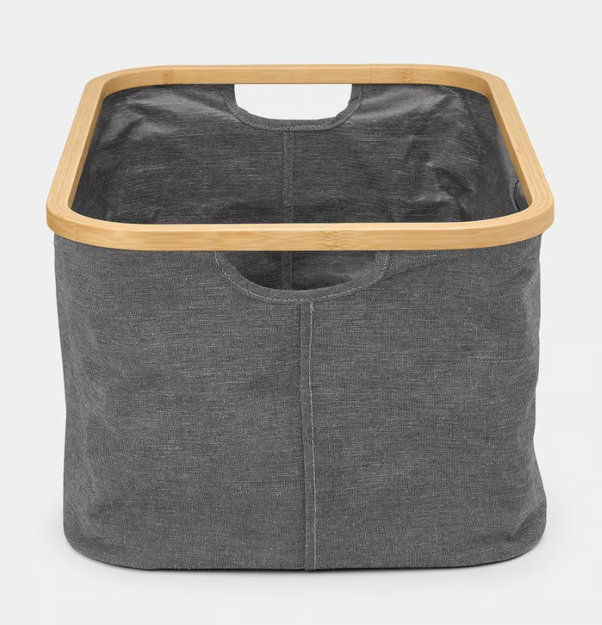 Brabantia Pepper Black Foldable Laundry Basket with Bamboo Frame 40L