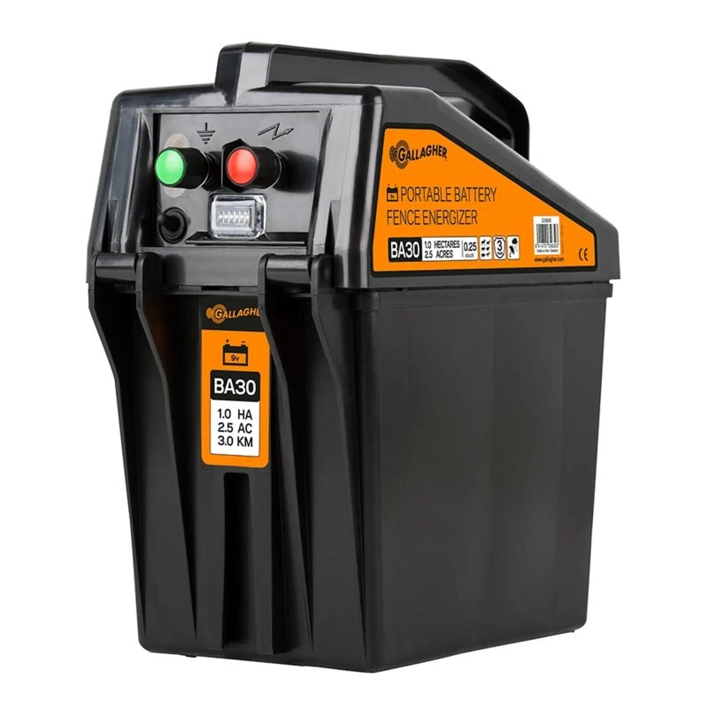 Gallagher BA30 9V Battery Energiser (0.25J) with Free 55Ah Battery