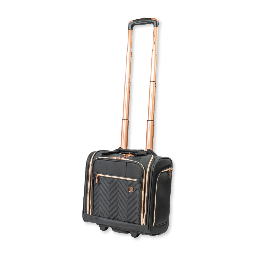 Gino Ferrari Biella black under seat soft shell flight bag with wheels and telescopic handle
