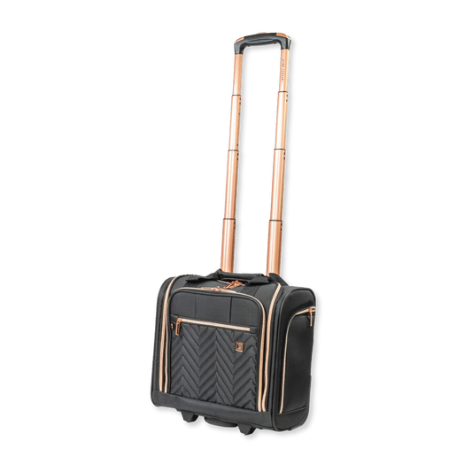Gino Ferrari Biella black under seat soft shell flight bag with wheels and telescopic handle