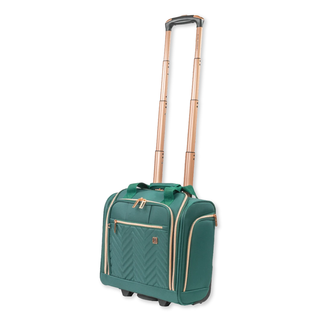 Gino Ferrari Biella teal under seat soft shell flight bag with wheels and telescopic handle