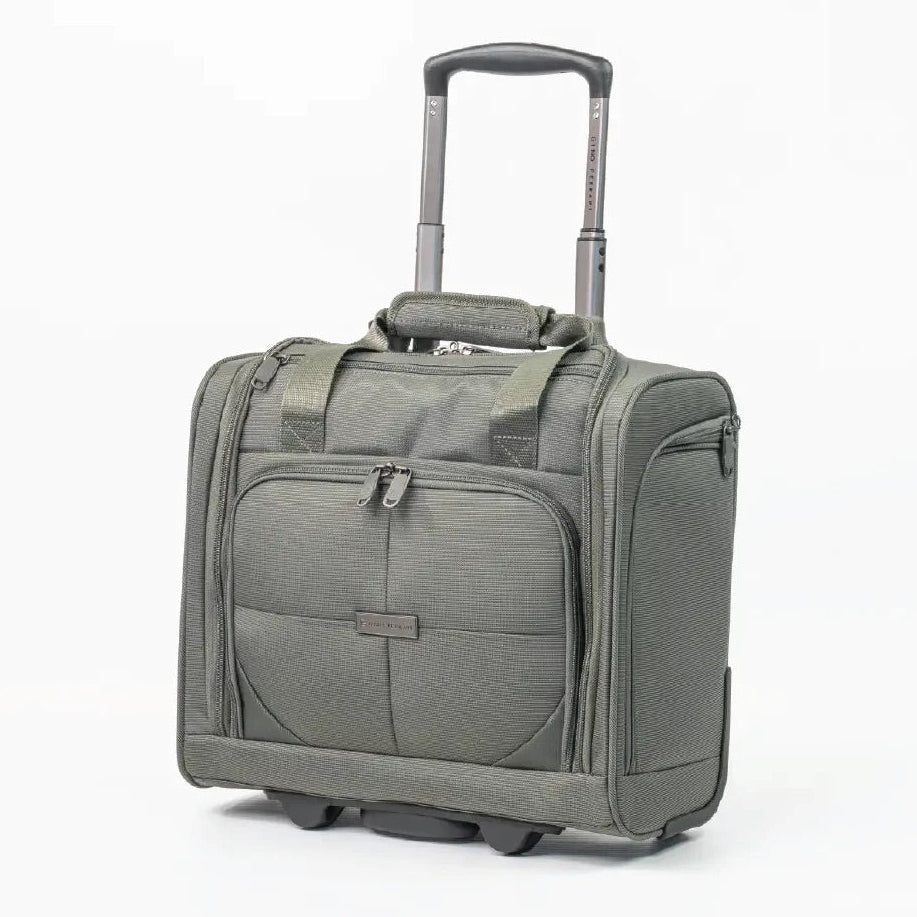 Gino Ferrari Omis lightweight softsided underseat cabin case with two wheels and retractable handle in green