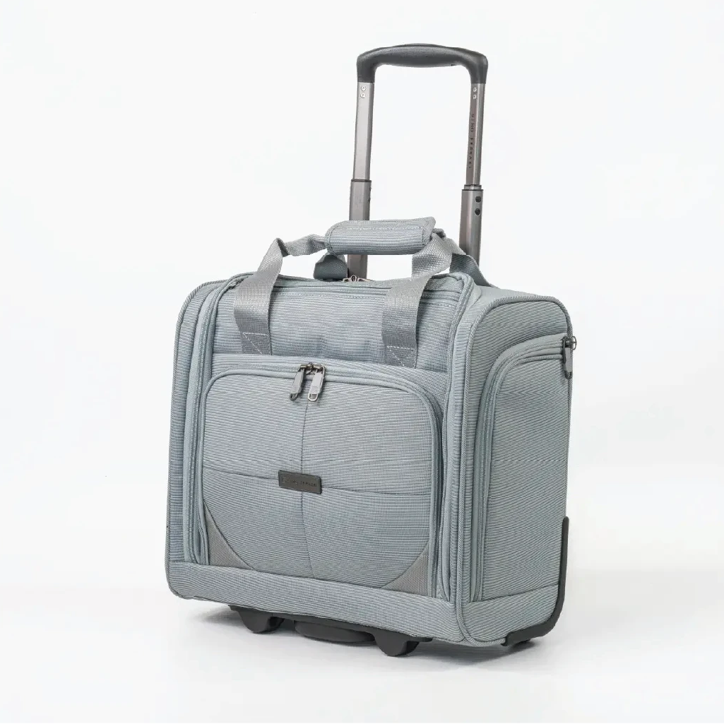 Gino Ferrari Omis lightweight softsided underseat cabin case with two wheels and retractable handle in silver