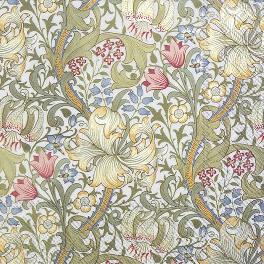 IHR William Morris Golden Lily White Lunch Napkins