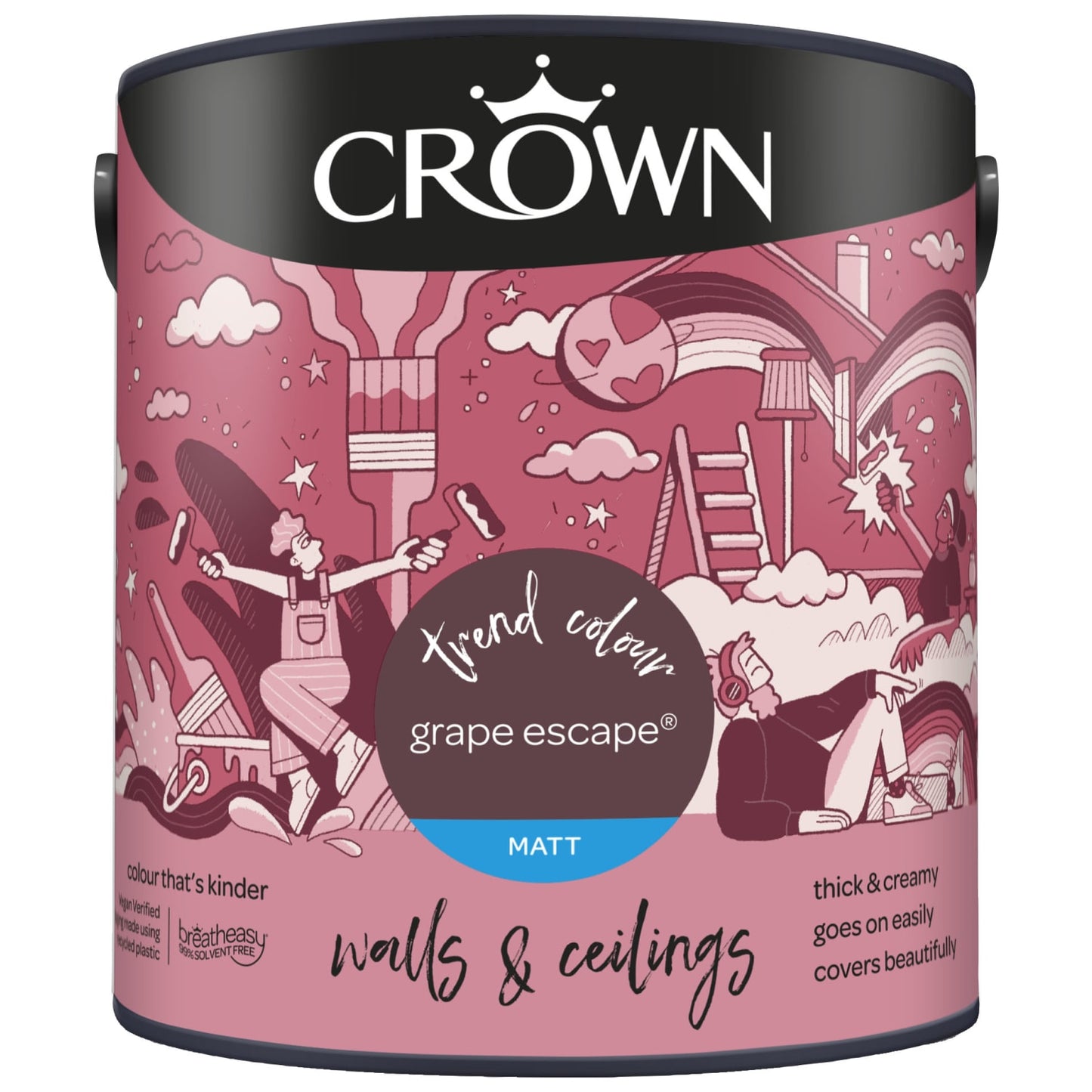 Crown Paints Walls & Ceilings Matt Emulsion Paint - Pinks