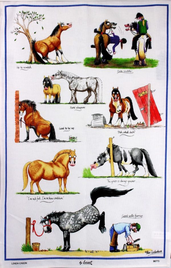 Samuel Lamont Grass Is Greener Horse Tea Towel