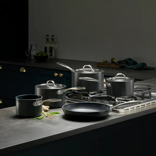Stellar Hard Anodised Non-Stick 5-Piece Saucepan Set