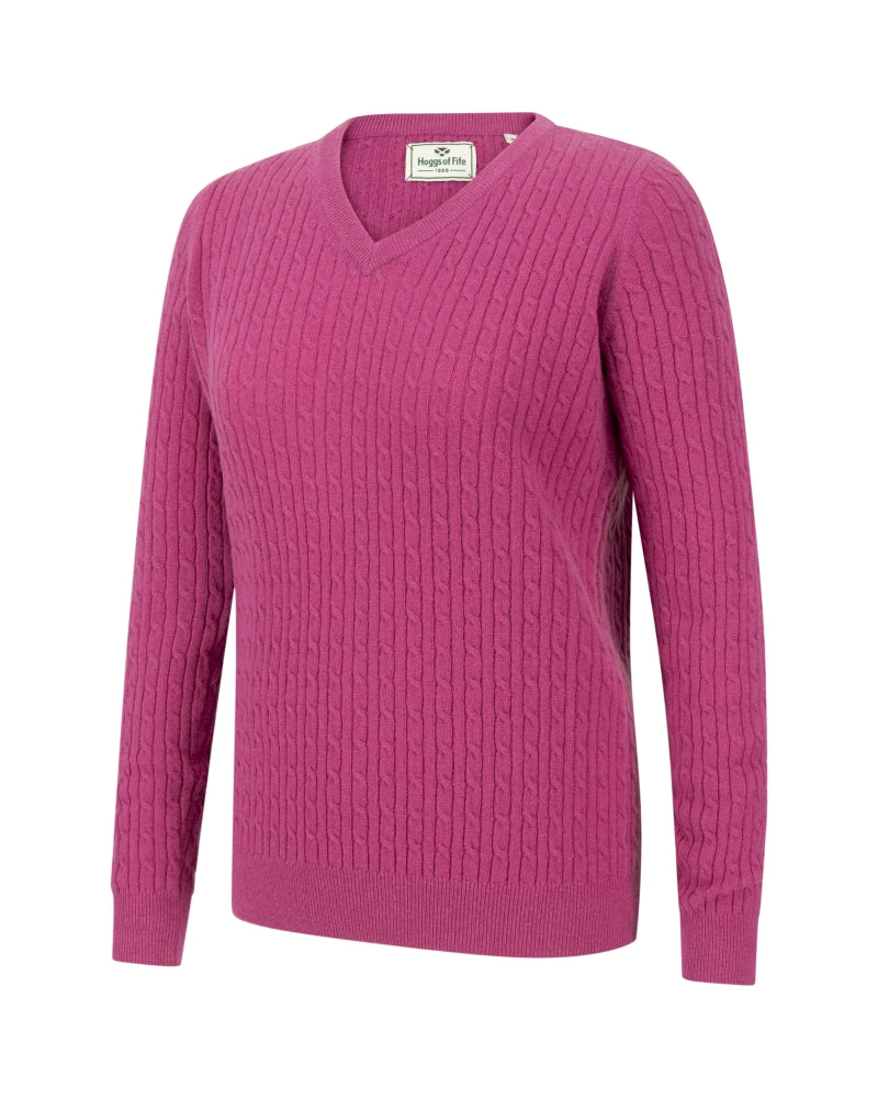 Hoggs Lauder Womens Cable V-Neck Jumper