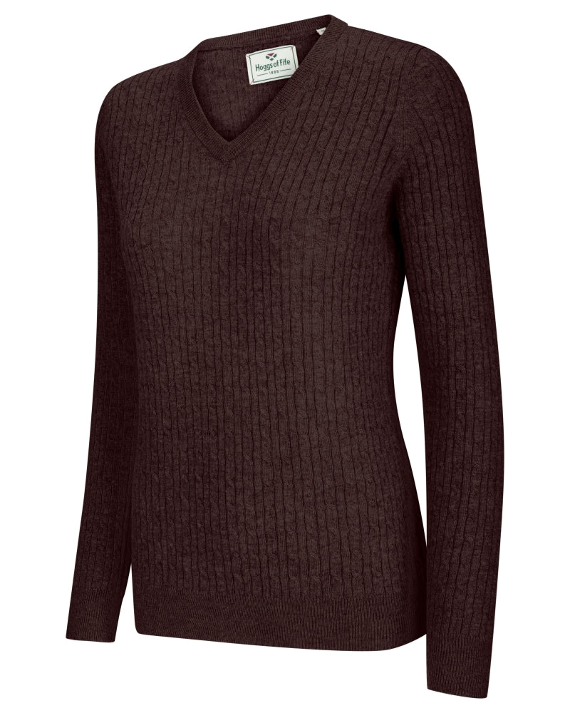 Hoggs Lauder Womens Cable V-Neck Jumper