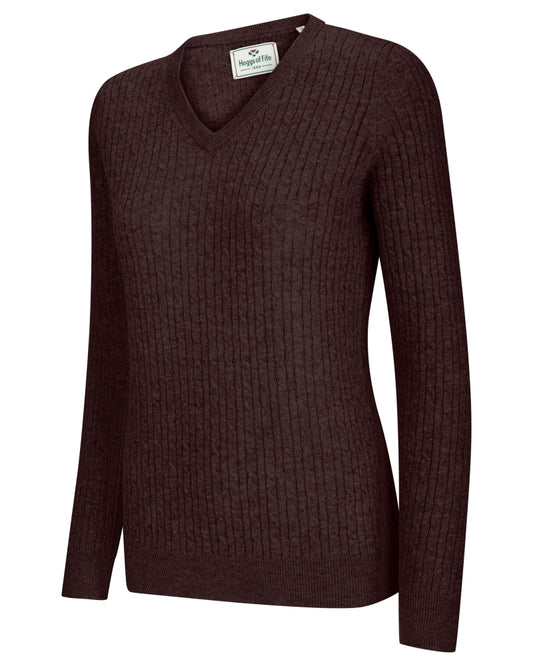 Hoggs Lauder Womens Cable V-Neck Jumper