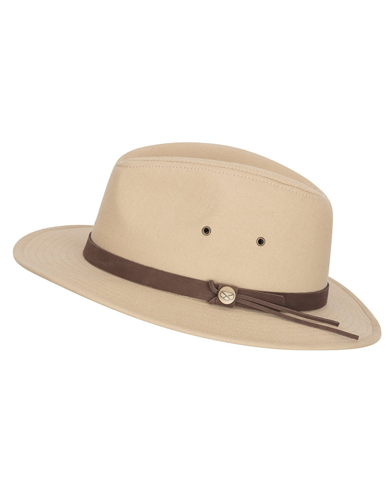 Hoggs Of Fife Cappello Pieghevole Panmure In Tela Di Cotone – Protezione Solare UPF 50+ Con Fascia In Pelle, Traspirante