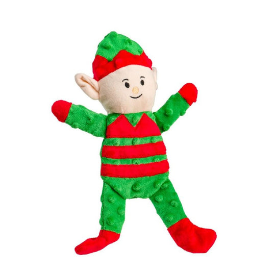 House of Paws Elf Crinkle Flattie stuffing-free Christmas dog toy
