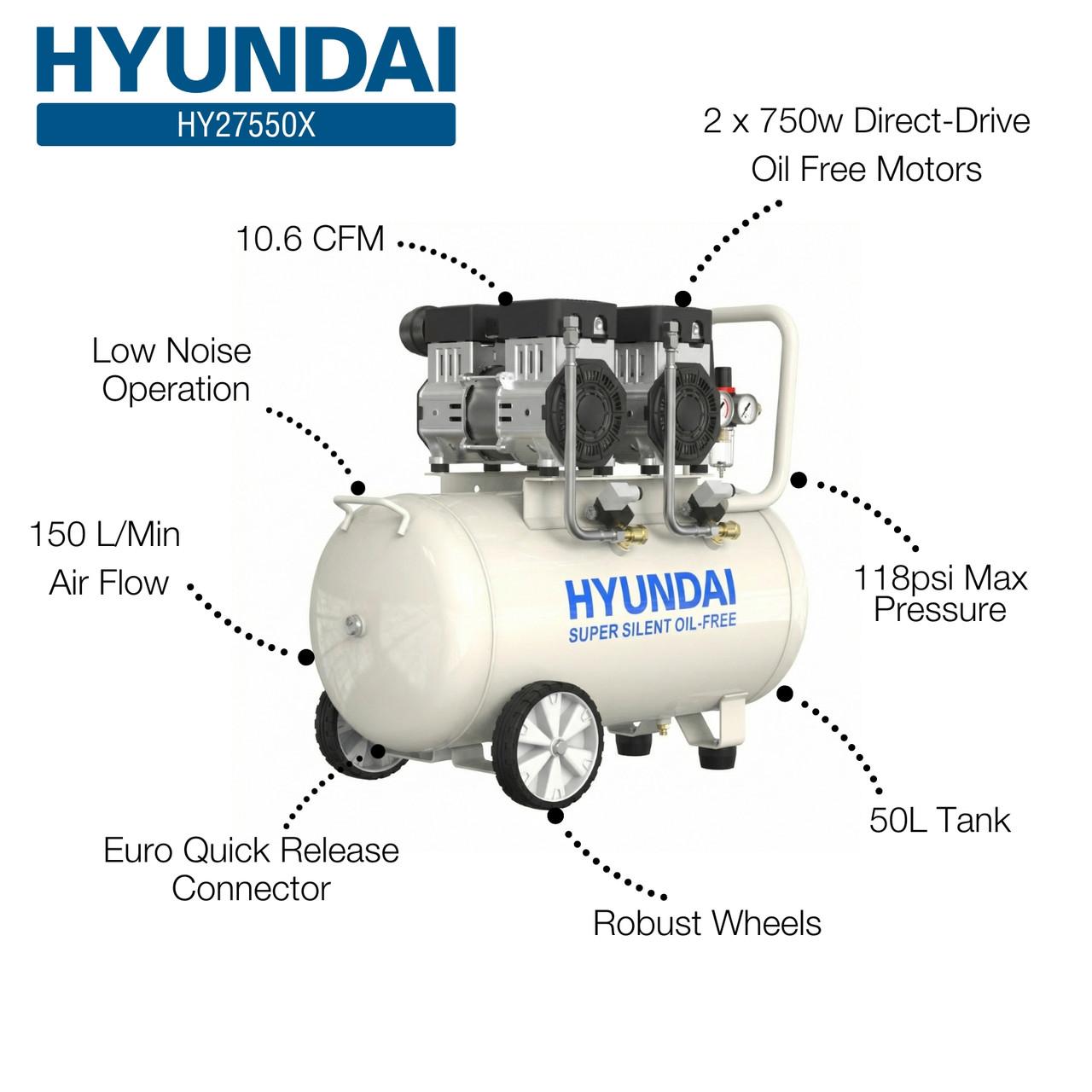 Hyundai HY27550X Electric Air Compressor 50L