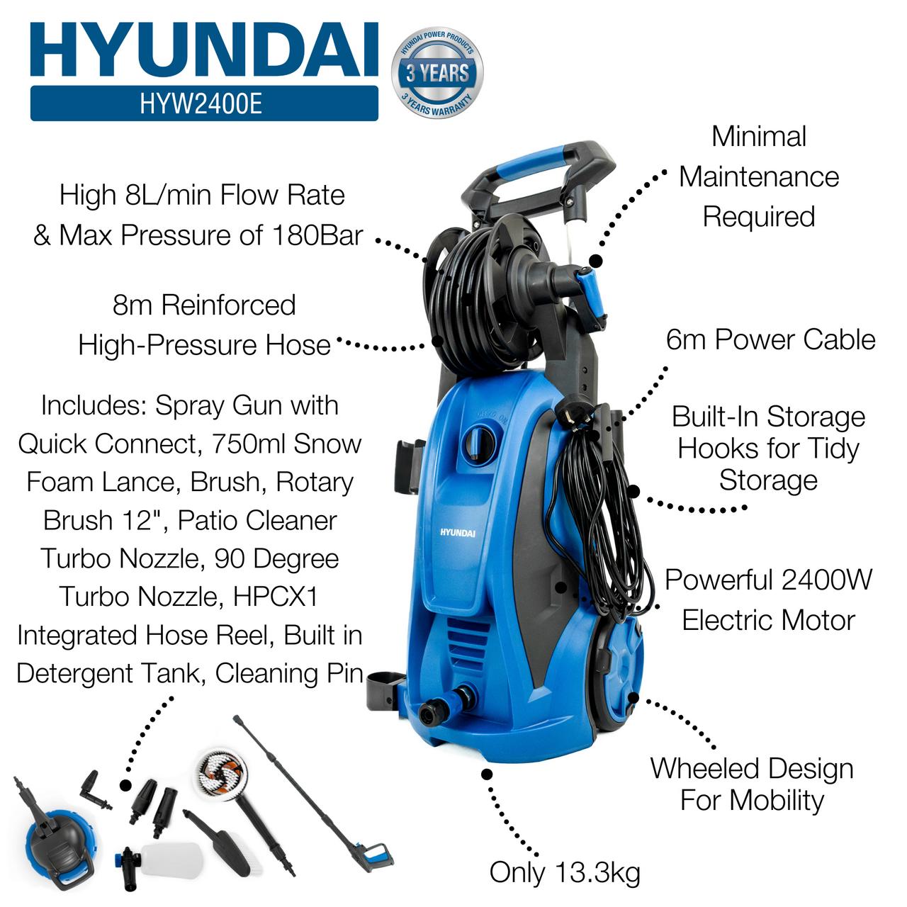 Hyundai HYW2400E 2610psi Electric Pressure Washer