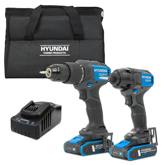 Hyundai S01-T2B 20V Cordless 65Nm Hammer Drill & 230Nm Impact Driver Brushless Kit
