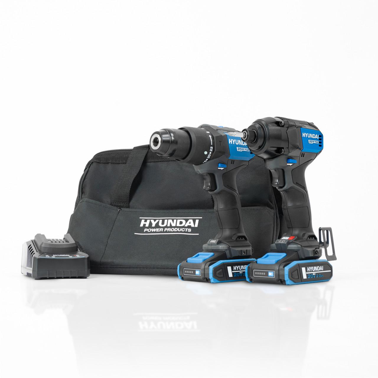 Hyundai S01-T2B 20V Cordless 65Nm Hammer Drill & 230Nm Impact Driver Brushless Kit