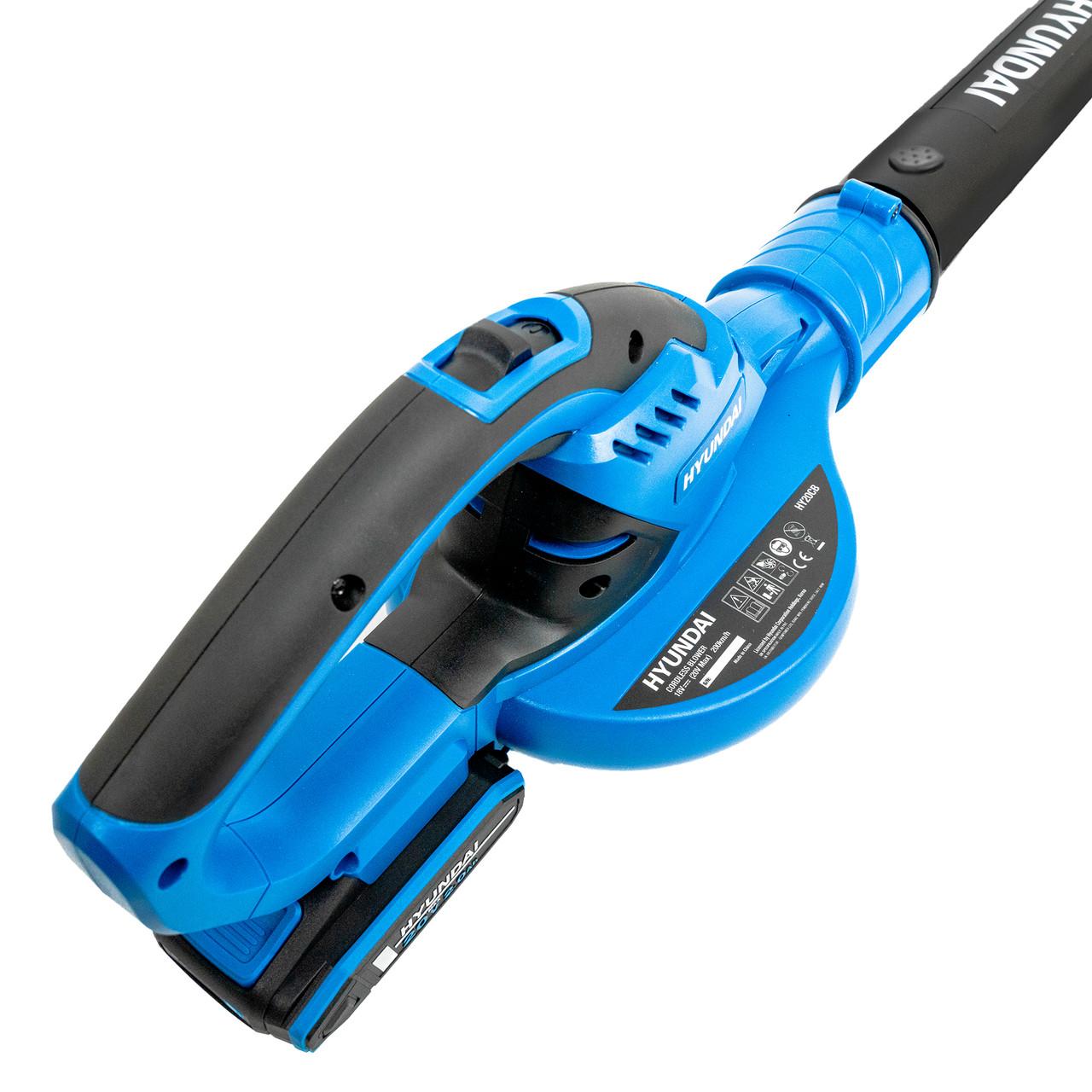 Hyundai HY20CB 20V Cordless Leaf Blower, 200Km/h Air Speed, 2Ah Li-Ion Battery and Charger