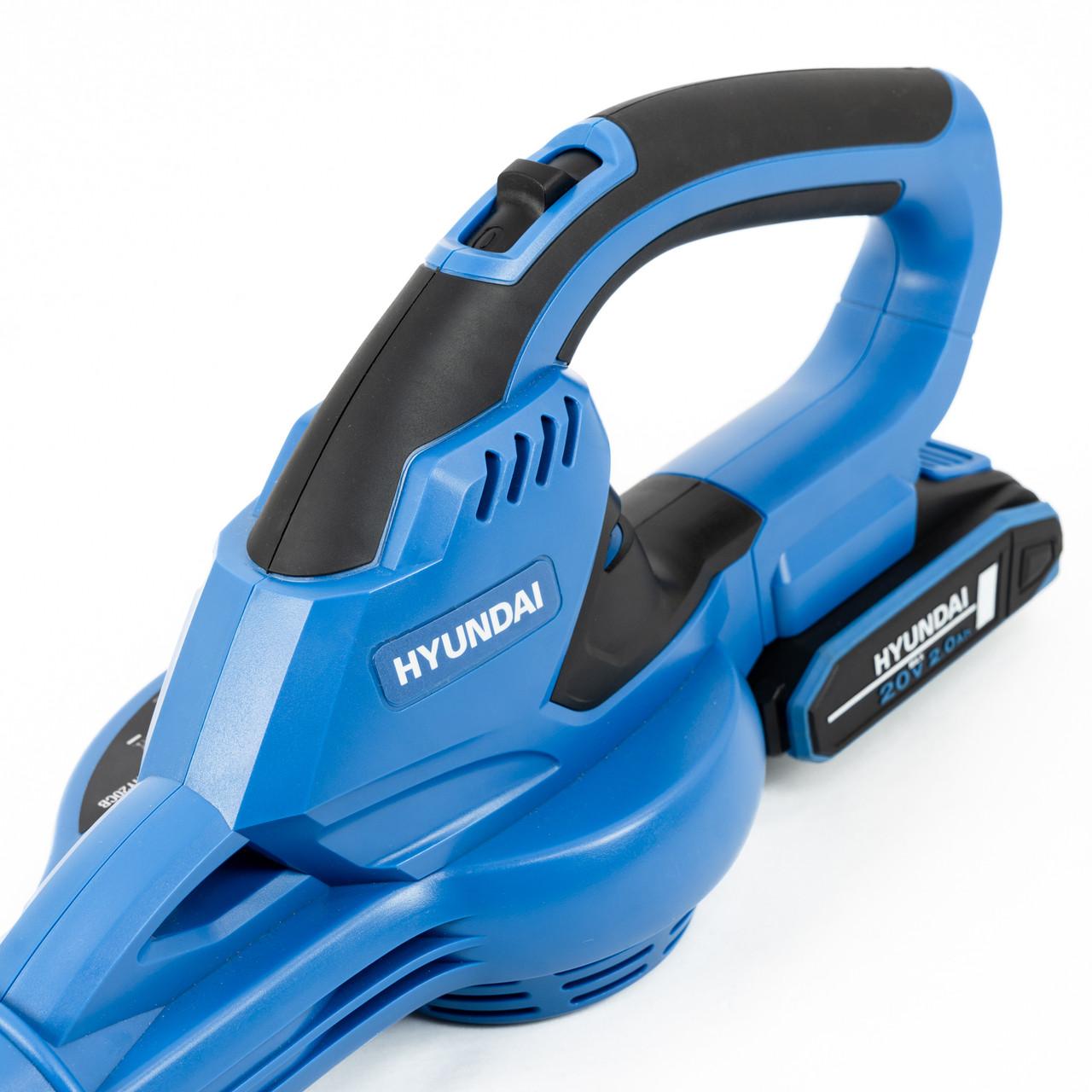 Hyundai HY20CB 20V Cordless Leaf Blower, 200Km/h Air Speed, 2Ah Li-Ion Battery and Charger