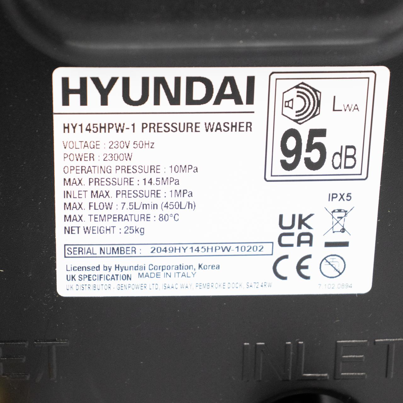 Hyundai HY145HPW-1 2100psi Power Jet Washer
