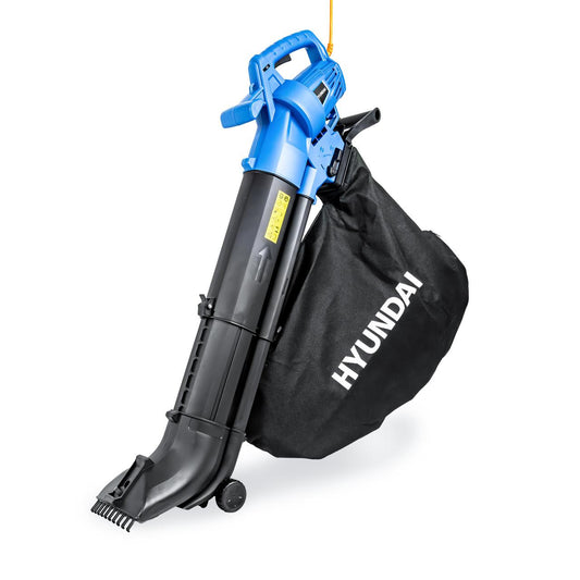Hyundai HYBV3000E2 3000w 3-in-1 Leaf Blower, Vacuum, Shredder, 6-Speed, 45L Large Collection Bag, Long 12m Cable