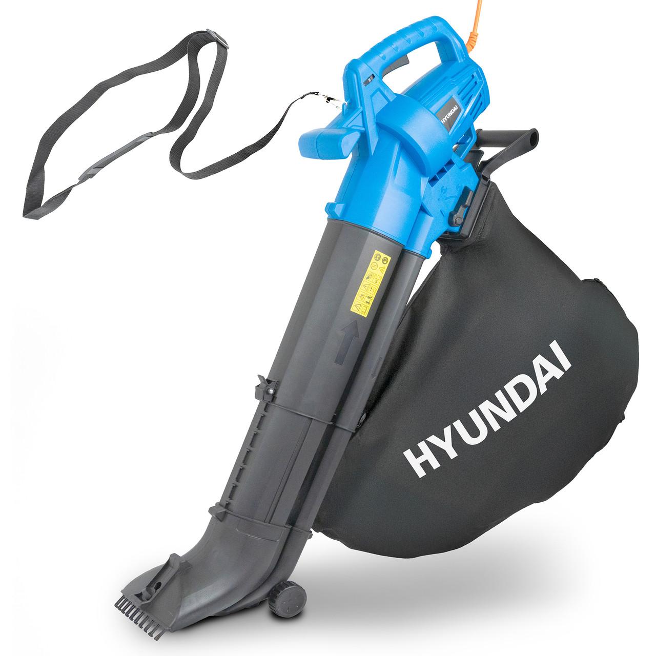 Hyundai HYBV3000E2 3000w 3-in-1 Leaf Blower, Vacuum, Shredder, 6-Speed, 45L Large Collection Bag, Long 12m Cable
