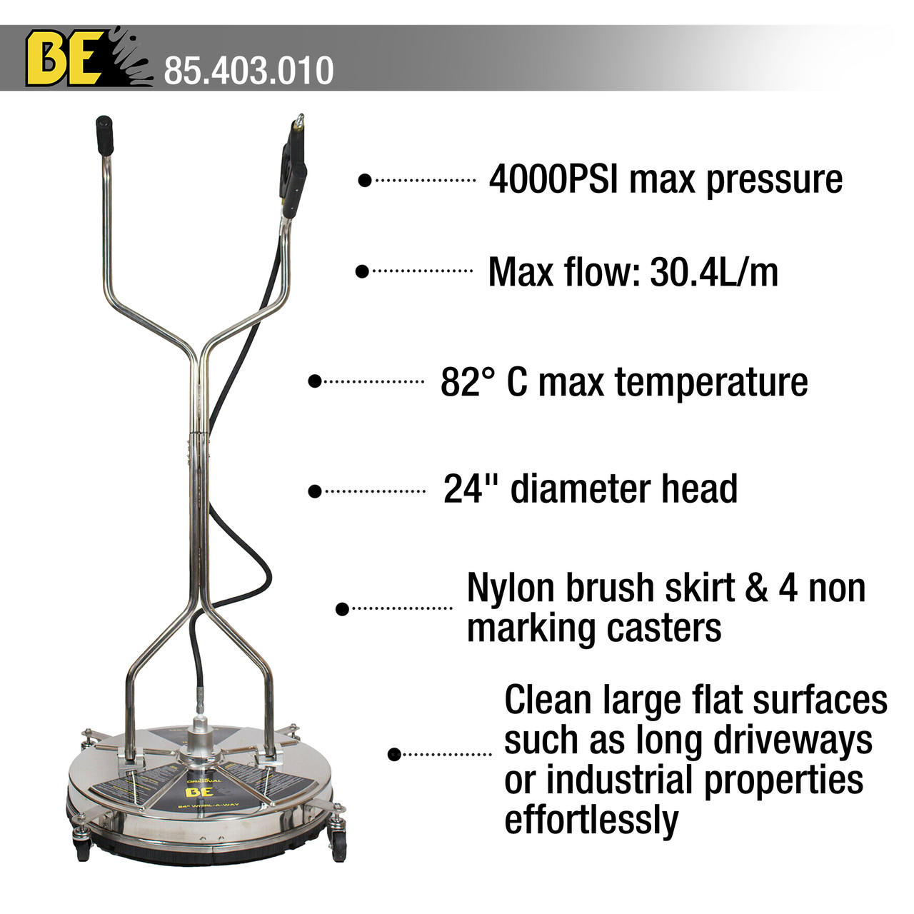 Hyundai HYW4000P + 85.403.010 4000psi Petrol Pressure Washer & 24" Flat Surface Cleaner