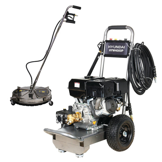 Hyundai HYW4000P + 85.403.010 4000psi Petrol Pressure Washer & 24" Flat Surface Cleaner