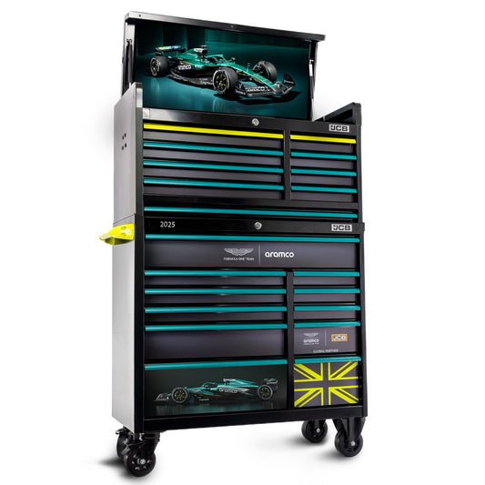 Aston Martin Aramco Formula One Team x JCB Roller Cabinet & Top Tool Chest Stack