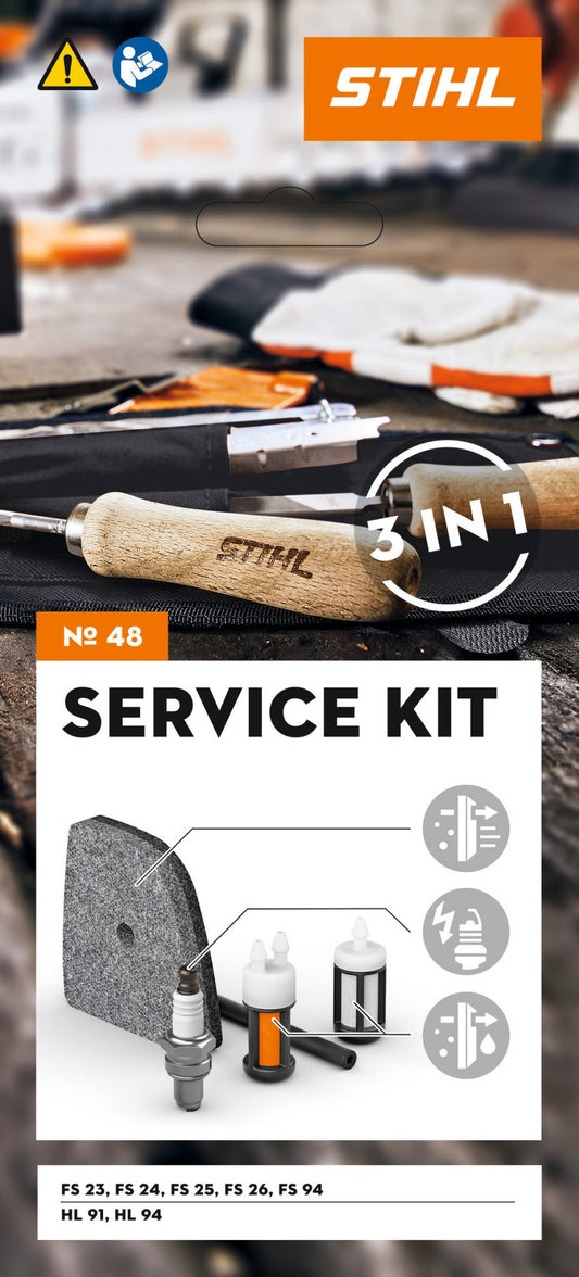 STIHL Service Kit 48 - Air filter, Pickup bodys & pipe, Spark plug - (FS 94, HL94)