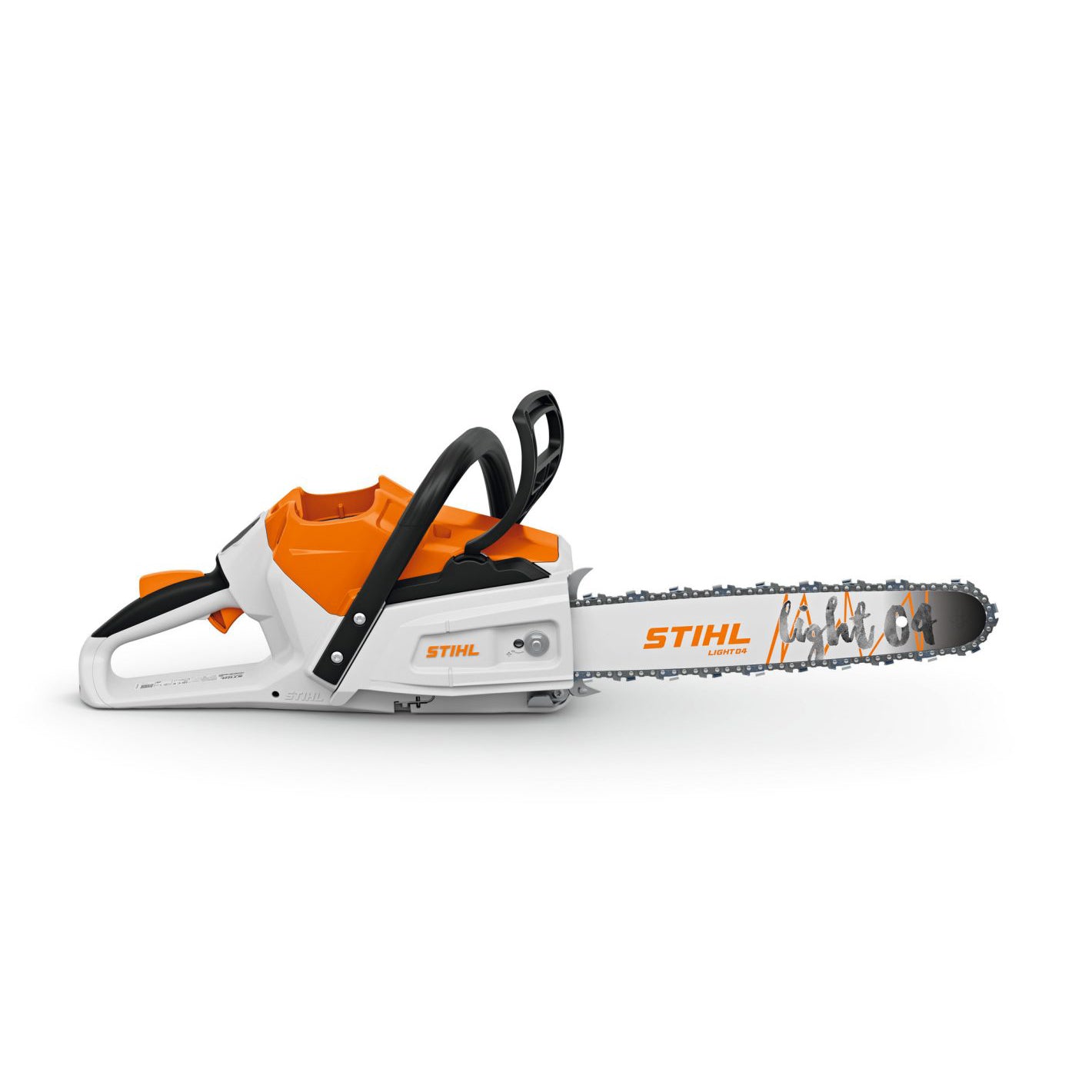 STIHL MSA 260 C-O professional cordless chainsaw, highlighting the side-mounted chain tensioning and ergonomic control handle.