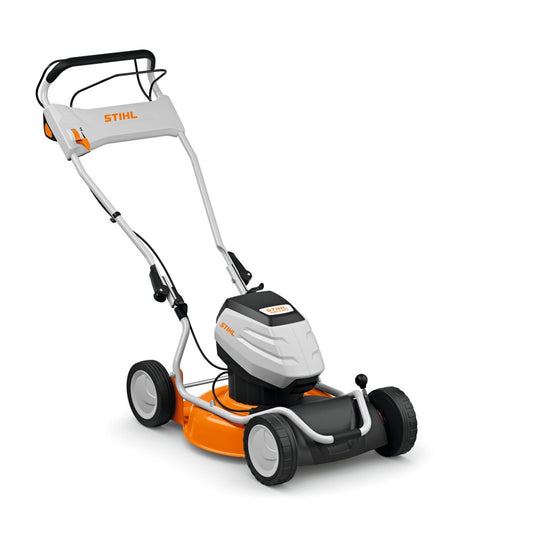 STIHL RMA 2 RV cordless mulching lawn mower with 46cm cutting width and Vario drive for medium lawns.